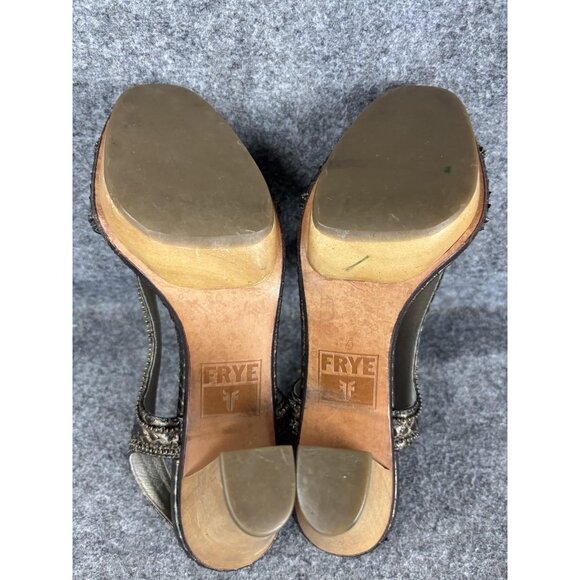 Frye Shoes Womens Size 8.5M Gerry Platform Sandals Heels Leather Metal Beaded - Picture 6 of 7